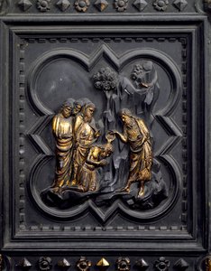 The Baptism of the Disciples, niende panel av South Doors of the Baptistery of San Giovanni, 1336 (bronse)